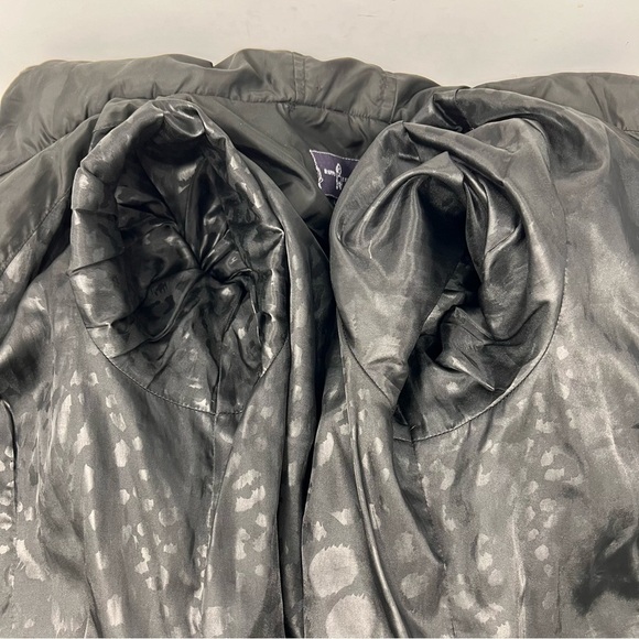 Happy Goat Black Long Down Puffer Coat Size M High Collar Hood Water Resistant - Picture 12 of 15